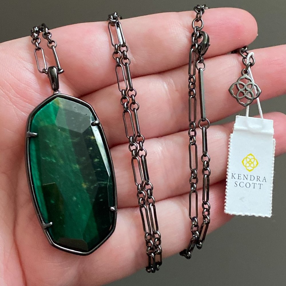 Kendra Scott Green Tiger's Eye & Gunmetal Reid
